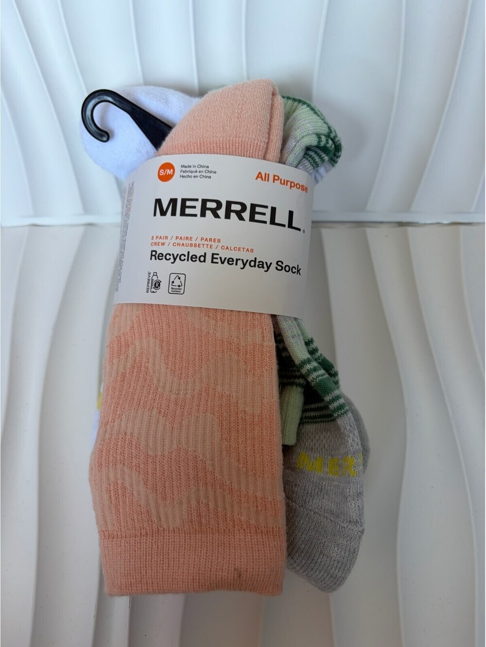Merrell Recycled Everyday Crew Socks 3 Pair Pack S/M All Purpose NWT